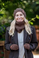 Apaszki i szaliki damskie - Mały komin MERINO Brązowy - miniaturka - grafika 1