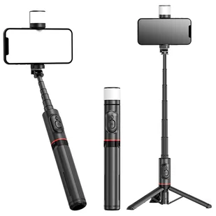 Selfie Stick Alogy Techsuit kijek do zdjęć selfie Tripod bezprzewodowy Bluetooth Remote z pilotem Black - Selfie stick - miniaturka - grafika 1