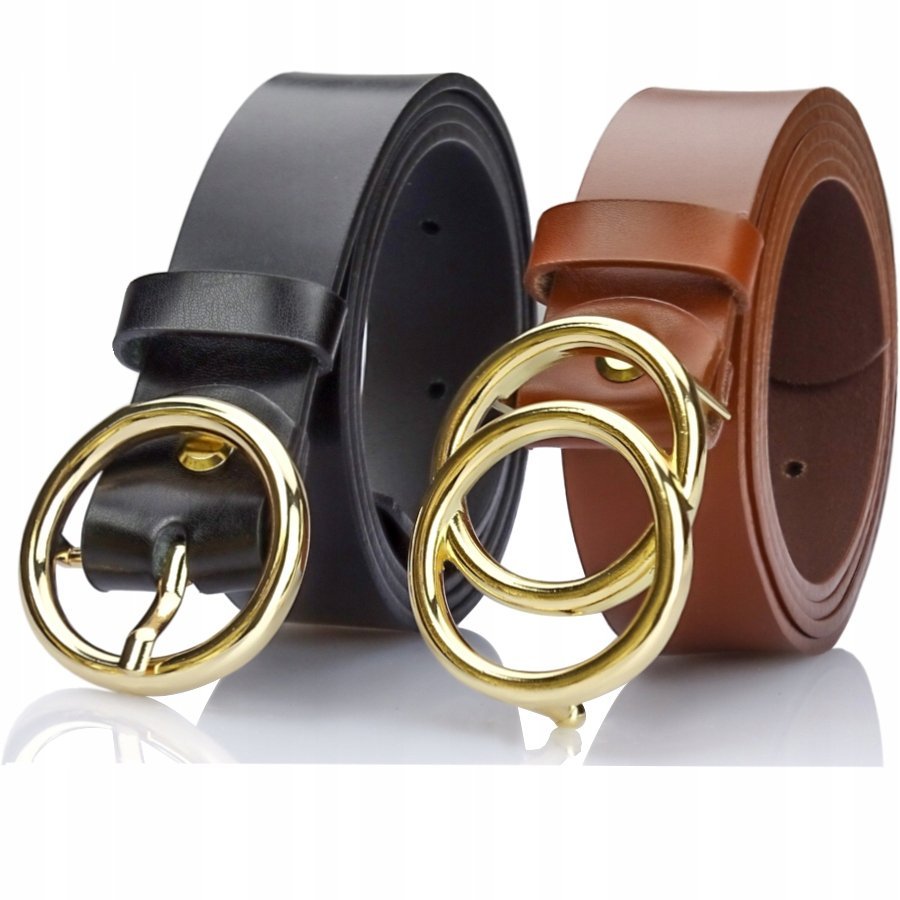 Pasek CZARNY BRĄZOWY Zestaw Damski Skóra SZEROKI