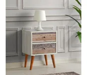 Szafki nocne - Szafka nocna MALMO 55x40 cm biało/brązowa - miniaturka - grafika 1