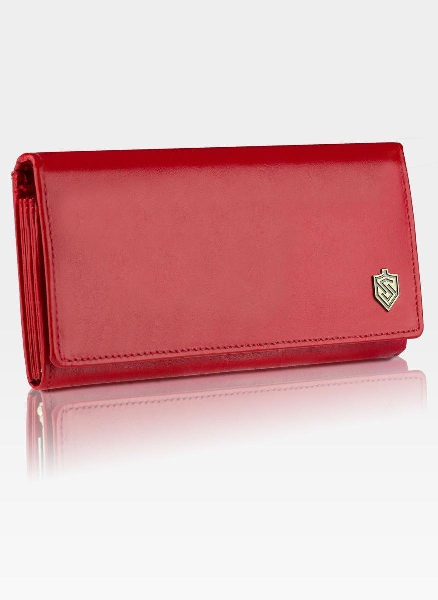 Portfel Damski Skórzany STEVENS Rozbudowany Czerwony Z03-063M RFID - czerwony