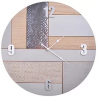 Zegary - Ewax Zegar ściennym okrągły, beżowo-srebrny 5910 - miniaturka - grafika 1