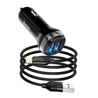 Akcesoria do smartwatchy - HOCO ładowarka samochodowa 2x USB + kabel USB A do iPhone Lightning 8-pin 2,4A Z40 czarna - miniaturka - grafika 1