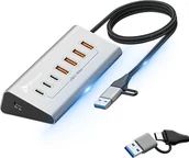 Huby USB - HUB USB AKTYWNY 7 PORTÓW USB 3.2 10Gbps ROZDZIELACZ ROZGAŁĘŹNIK 7w1 USB-C REAGLE - miniaturka - grafika 1