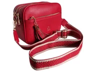 Torebki damskie - Torebka Damska Mała Listonoszka Na Ramię, Kuferek, Szeroki Pasek, Czerwony - miniaturka - grafika 1