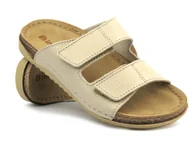 Klapki i japonki damskie - Skórzane klapki damskie - INBLU AA-05G, beżowe - Inblu - miniaturka - grafika 1