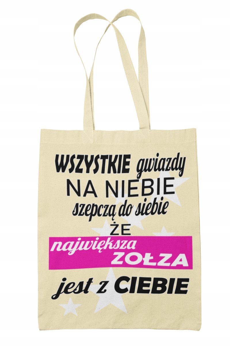 Torba Shopper-materiałowa-na ramie- śmieszny napis