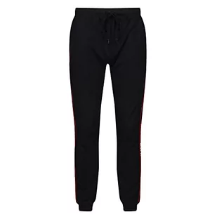 DKNY Męskie spodnie męskie z dżerseju Cuffed Lounge Black with Contrasting Red Piping, Leg Branding & Side Pocket Pants Casual Pants, czarny, XL - Spodenki męskie - miniaturka - grafika 1