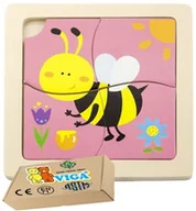 Zabawki sensoryczne - Drewniana układanka PUZZLE PSZCZOŁA zabawki najmłodszych niemowląt 1 2 3 lat latka Viga 18m+ - miniaturka - grafika 1