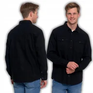 Koszule męskie - KOSZULA MĘSKA Z BAWEŁNY JEANSOWA ELEGANCKA NOWOCZESNA KLASYCZNA MORAJ 3XL BLACK - miniaturka - grafika 1