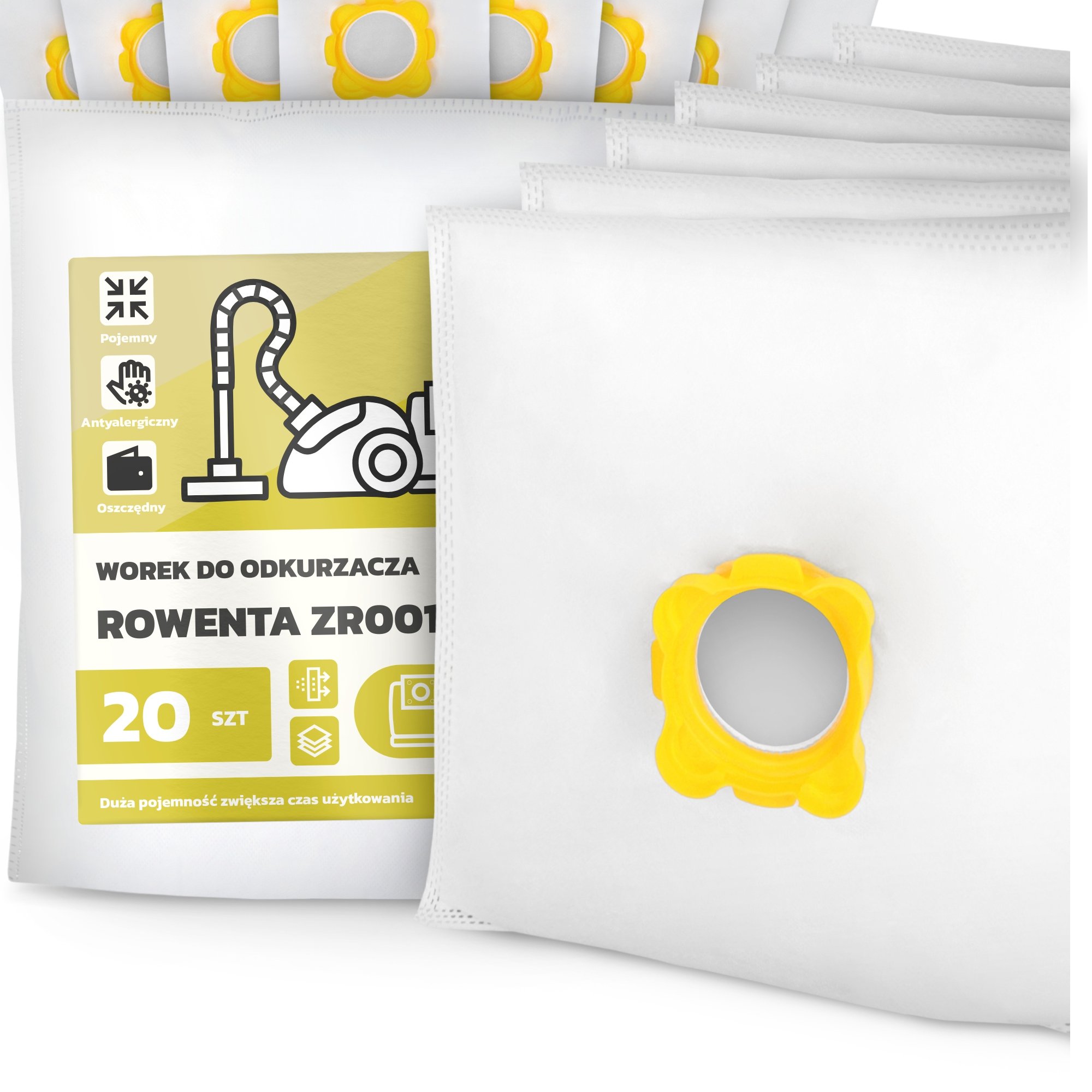 20x Worek do Odkurzacza Rowenta ZR0015 Syntetyczny Mikrowłókna Duży Work G9