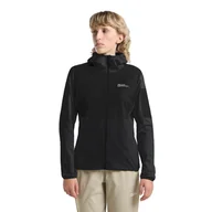 Kurtki damskie - Damski polar z kapturem Jack Wolfskin PRELIGHT TRAIL HOODY W black - XS - miniaturka - grafika 1