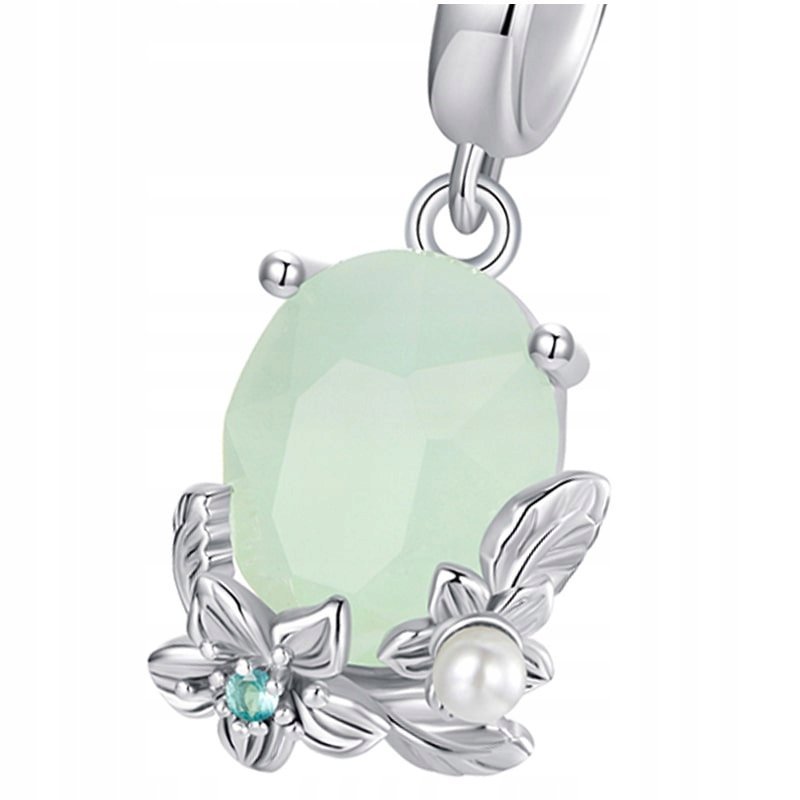 Charms Zawieszka Charms Zielony Kryształ Kwiaty Srebro 925 Charmsy Trusky