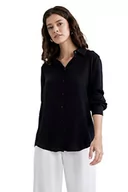 Koszule damskie - DeFacto Koszula damska z tkaniny bawełnianej z długimi rękawami, czarny, M - miniaturka - grafika 1