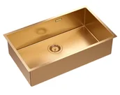 Zlewozmywaki - Quadron Unique Zlewozmywak stalowy jednokomorowy podwieszany/wpuszczany 74*44*20,5 cm ANTHONY 80 SteelQ PVD kolor miedziany - miniaturka - grafika 1