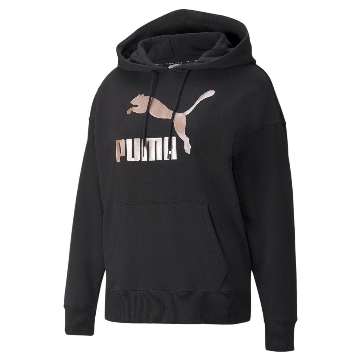 Bluza z kapturem damska Puma CLASSICS METALLIC LOGO czarna 53469801-XS