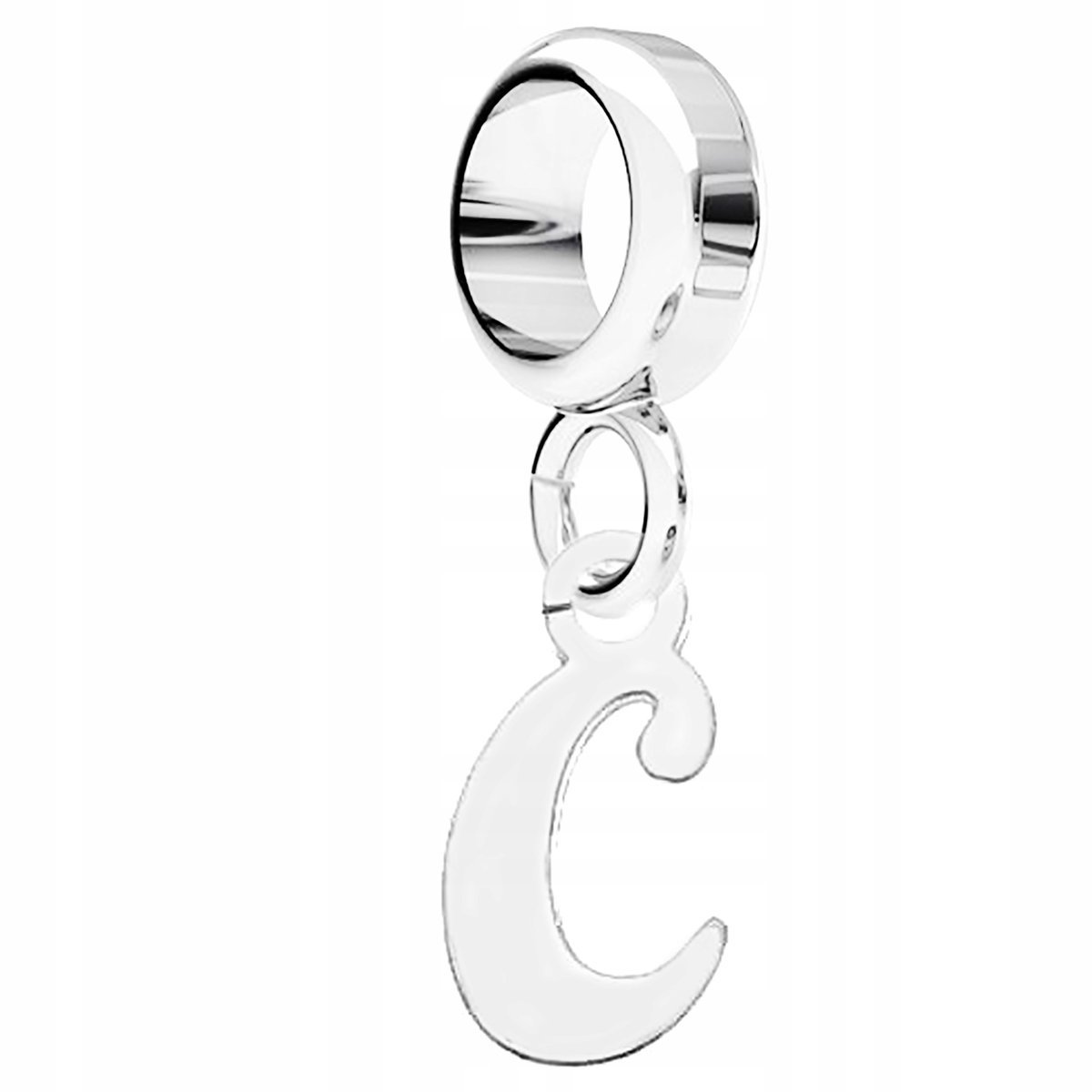 Charms Srebrny Blaszka z Literą Inicjałem Znak Literka Inicjał C SREBRO 925