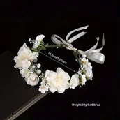Inne - TEMU 1 szt. Elegancki opaska na głowę z kwiatów sztucznych dla kobiet - wianek z kwiatów z poliestru, tkany nakrycie głowy na imprezy, sesje - miniaturka - grafika 1
