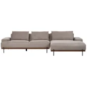 Sofy i kanapy - BELIANI Narożnik lewy jasnobrązowy tapicerowany metalowe nóżki sofa 3-osobowa w stylu minimalistycznym - miniaturka - grafika 1