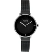 Zegarki damskie - Czarny damski zegarek z bransoleta mesh PACIFIC X6099-10 - miniaturka - grafika 1