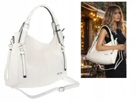 Torebki damskie - Torebka Damska shopper WOREK włoska marka SWEET YEARS pojemna 6846 Biała - miniaturka - grafika 1