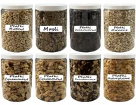 Pojemniki kuchenne - POJEMNIK PLASTIKOWY SŁOIK BIAŁA ZAKRĘTKA 1,25L 8 SZTUK + ETYKIETY - miniaturka - grafika 1