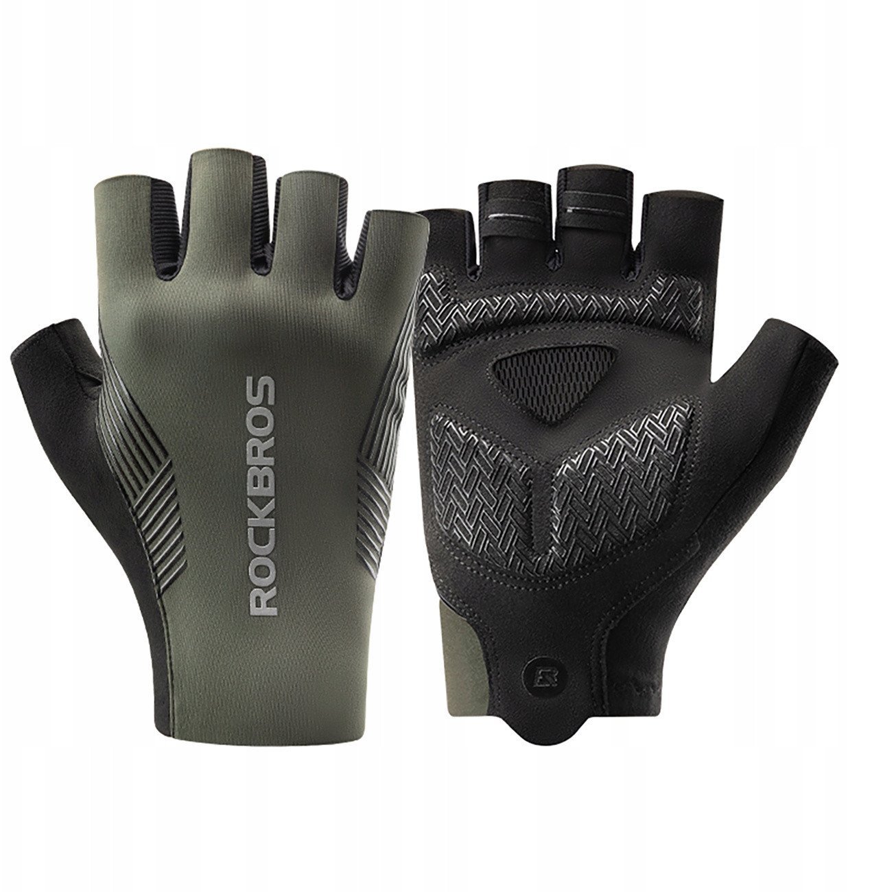 Rękawiczki rowerowe Rockbros wiosna/lato/jesień, krótkie palce, rozmiar: L - zielone