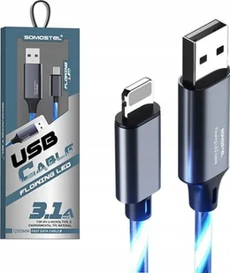 Kabel USB M KABEL USB IPHONE 3.1A SOMOSTEL LED BLUE 3100mAh QUICK CHARGER QC 1.2M POWERLINE SMS-BY01 NIEBIESKI - Kable USB - miniaturka - grafika 1