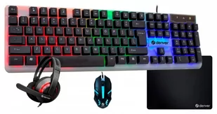 DENVER GCO-610  4 w 1 ZESTAW GAMINGOWY klawiatura, mysz, zestaw słuchawkowy, podkładka - Zestawy myszka + klawiatura - miniaturka - grafika 1
