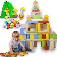 Klocki - Klocki drewniane dla dzieci zabawka klocki edukacyjne 100 klocków - miniaturka - grafika 1