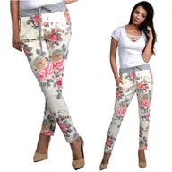 Spodnie damskie - damskie Włoskie Spodnie w kwiaty bawełniane Baggy dresowe - miniaturka - grafika 1