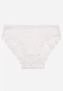 Białe Koronkowe Majtki Typu Figi z Elastycznej Bawełny Pleonta - Majtki damskie - miniaturka - grafika 1
