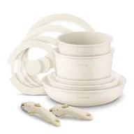 Zestawy garnków i patelni - Zestaw garnków na indukcję z powłoką non-stick 11 elementów odpinany uchwyt kremowe - miniaturka - grafika 1