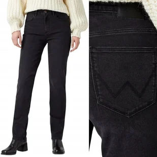 Wrangler STRAIGHT Kitty PROSTE WYŻSZY STAN CZARNY DżINS W27 L30 - Spodnie damskie - miniaturka - grafika 1