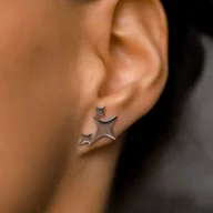 Kolczyki - Kolczyki srebrne emotka gwiazdki wkrętki ze stali szlachetnej - miniaturka - grafika 1