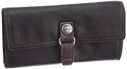 Hilfiger Denim LEXXIE EW FLAP WALLET EL56917395, portmonetka damska 19 x 10 x 3 cm (szer. x wys. x gł.), czarny - Czarny Black Washed Brown 990-19x10x3 cm (B x H x T)