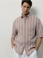 Koszule męskie - Reserved - Koszula boxy z bawełny - jasnofioletowy - miniaturka - grafika 1
