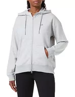 Bluzy damskie - GANT Damska bluza z kapturem REL Shield Full Zip Hoody, jasnoszary melanż, standardowa, jasnoszary melanżowy - miniaturka - grafika 1