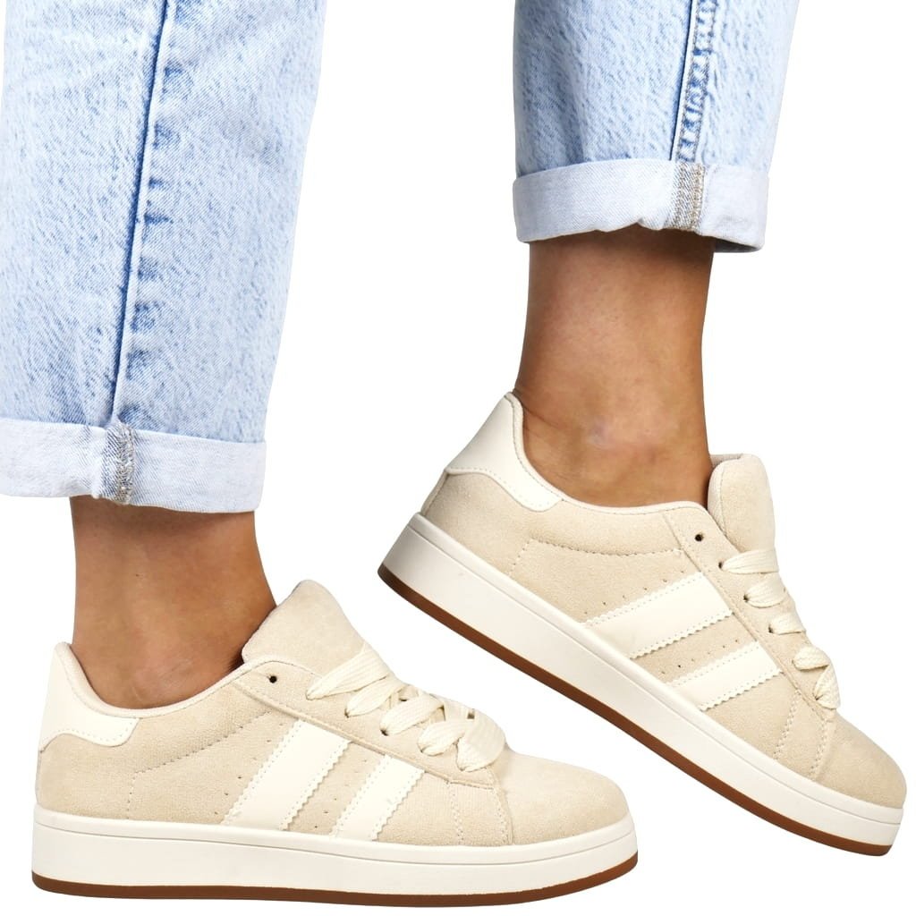 DAMSKIE PÓŁBUTY SPORTOWE NEWS 8232 BEŻOWE ZAMSZOWE