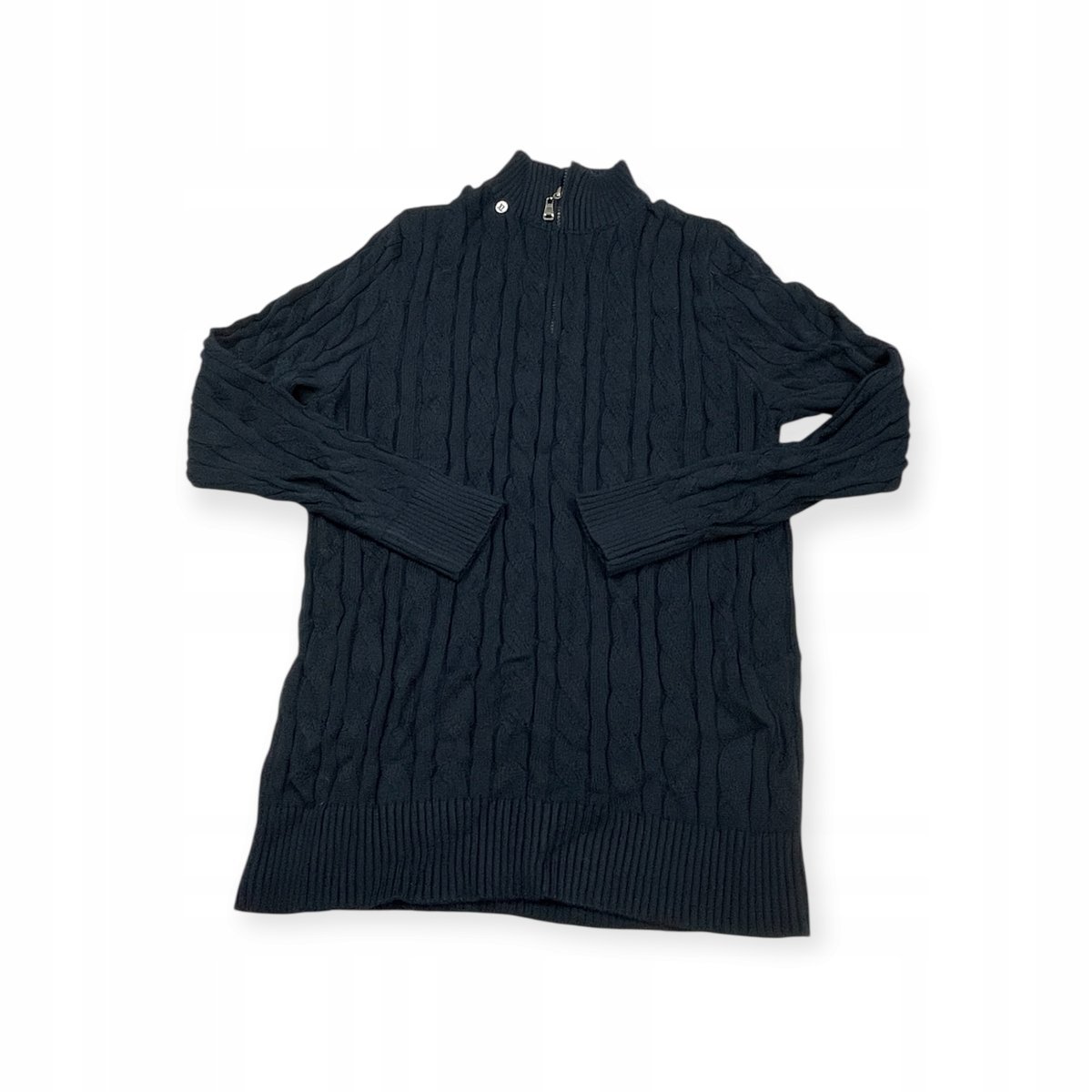 Męski sweter OLD MONEY z półgolfem Rozmiar M splot warkoczowy