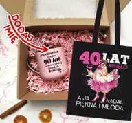 Gadżety dla niej i dla niego - Zestaw prezentowy na 40 urodziny - kubek na 40 z imieniem oraz torba - miniaturka - grafika 1