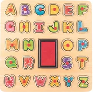 Układanki dla dzieci - WOODY Puzzle ABC i stempelki z tuszem WD91808 - miniaturka - grafika 1