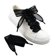 Akcesoria obuwnicze - Sznurowadła siateczkowe sznurówki wstążki [KOLOR: CZARNE, DŁUGOŚĆ: 75 CM] - miniaturka - grafika 1