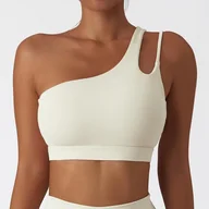 Koszulki i topy damskie - Top sportowy na jedno ramię - Beżowy XL - miniaturka - grafika 1