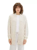 Swetry damskie - TOM TAILOR Damski kardigan z dzianiny, 34107 – beżowy nep yarn, XXL - miniaturka - grafika 1