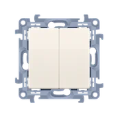 Wyłączniki światła i elektryczne - Wyłącznik schodowy podwójny podświetlany bez piktogramu SIMON 10 - krem - miniaturka - grafika 1