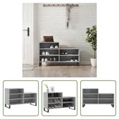 Szafki na buty - The Living Store stojak na buty betonowy szary 102x36x60 cm materiał drewnopochodny - miniaturka - grafika 1