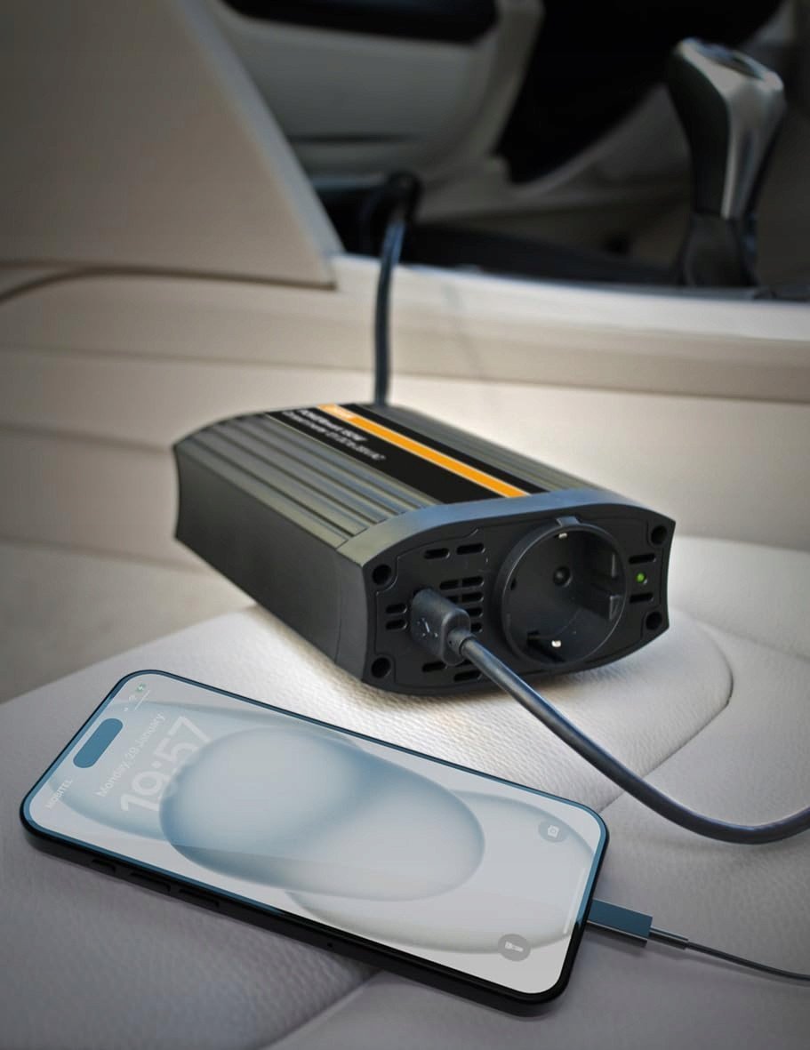 Przetwornica OEINVU150, moc użytkowa: 150 W, napięcie wejściowe: 12 V, napięcie wyjściowe: 230 V USB - 104x156x51 mm