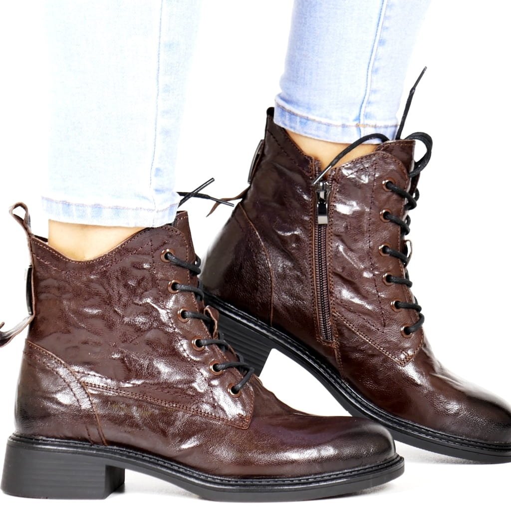 DAMSKIE TRZEWIKI BOTKI SKÓRZANE VINCEZA 86412 BRĄZOWE