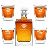Karafki - Karafka do whisky cube z 4 szklankami i grawerem - miniaturka - grafika 1